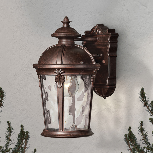 Hinkley Outdoor Wall Light with Clear Glass in River Rock Finish 1890RK