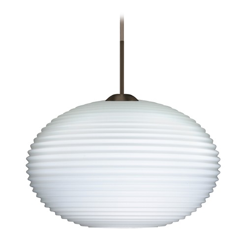 Besa Lighting Pape Ribbed Glass Bronze Pendant Light