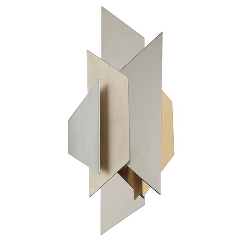Modernist Sconce in Polished Stainless with Silver & Gold Leaf by Corbett Lighting
