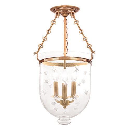 Hudson Valley Lighting Hampton Aged Brass Semi-Flush Mount by Hudson Valley Lighting 253-AGB-C3