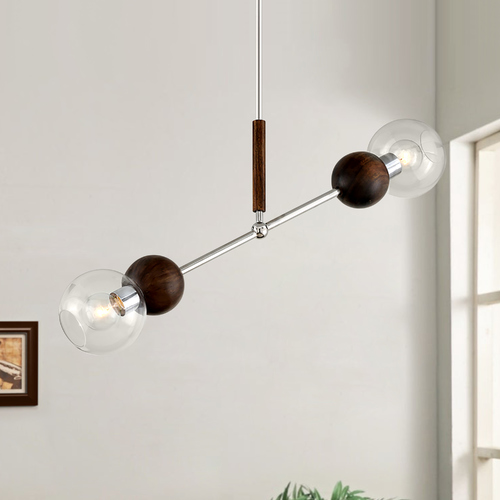 Arlo 35.25-Inch Polished SS and Natural Acacia Linear Light by Troy Lighting