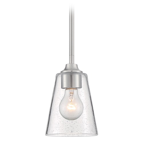 Bransel Brushed Nickel Mini-Pendant with Conical Shade by Satco Lighting