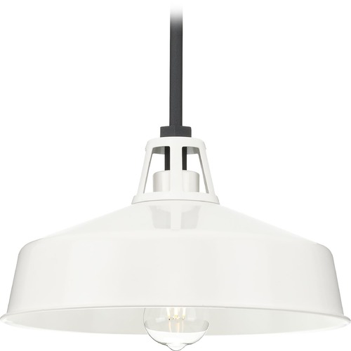 Cedar Springs Outdoor Pendant in Black with White by Progress Lighting