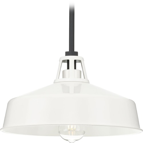 Progress Lighting Cedar Springs Outdoor Pendant in Black with White by Progress Lighting P550116-030