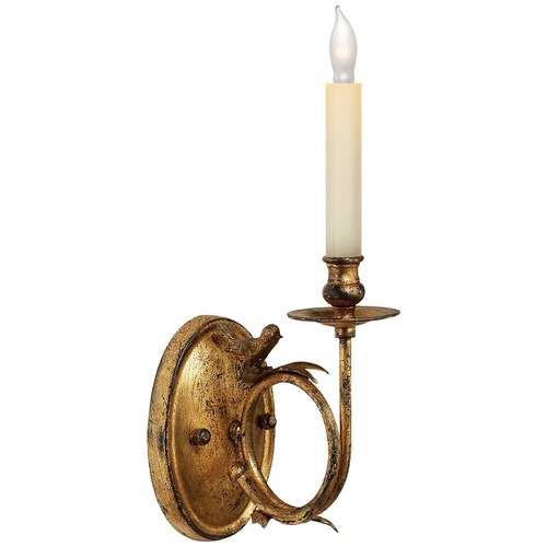 Visual Comfort Signature Collection E.F. Chapman Perching Bird Sconce in Gilded Iron by Visual Comfort Signature CHD1158GI