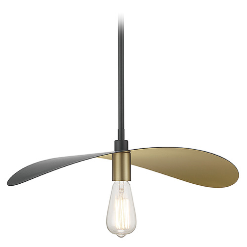 Meridian 20-Inch Contemporary Pendant in Black & Painted Gold by Meridian M7031MBKNB