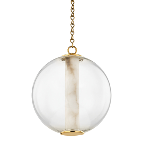 Pietra 16-Inch Globe Pendant in Vintage Brass by Corbett Lighting