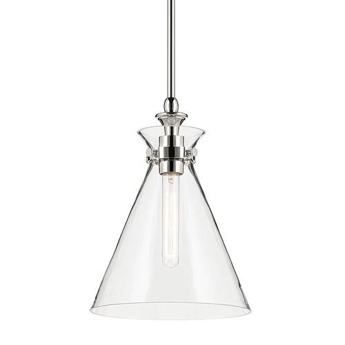 Kichler Lighting Laria 10.50-Inch Cone Pendant in Polished Nickel by Kichler Lighting 52774PNCLR