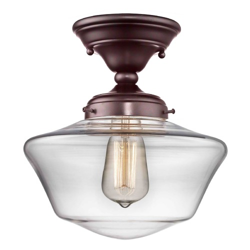 Design Classics Lighting 10-Inch Bronze Clear Glass Schoolhouse Ceiling Light FAS-220 / GA10-CL