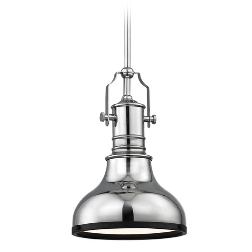Design Classics Lighting Industrial Chrome Mini-Pendant with Black Accents 8.63-Inch Wide 1765-26 SH1778-26 R1778-07