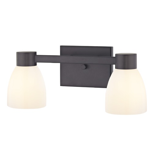 2-Light Shiny White Glass Bathroom Vanity Light Bronze