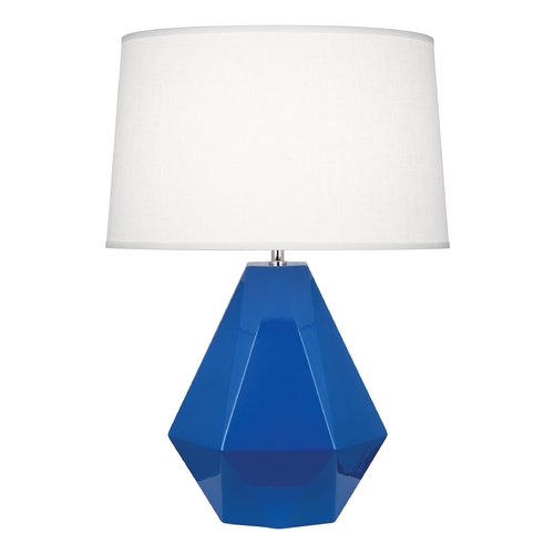 Robert Abbey Lighting Modern Art Deco Table Lamp Marine Blue / Polished Nickel Delta by Robert Abbey 946
