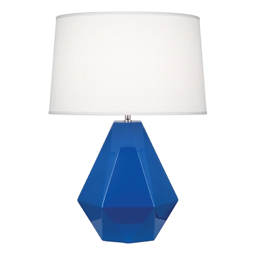 Robert Abbey Lighting Modern Art Deco Table Lamp Marine Blue / Polished Nickel Delta by Robert Abbey 946