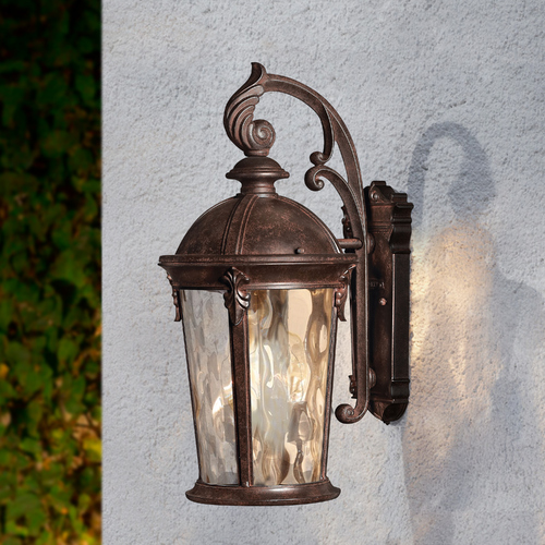 Hinkley Outdoor Wall Light with Clear Glass in River Rock Finish 1898RK