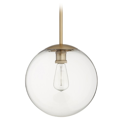 Aged Brass Pendant with Globe Shade by Quorum Lighting