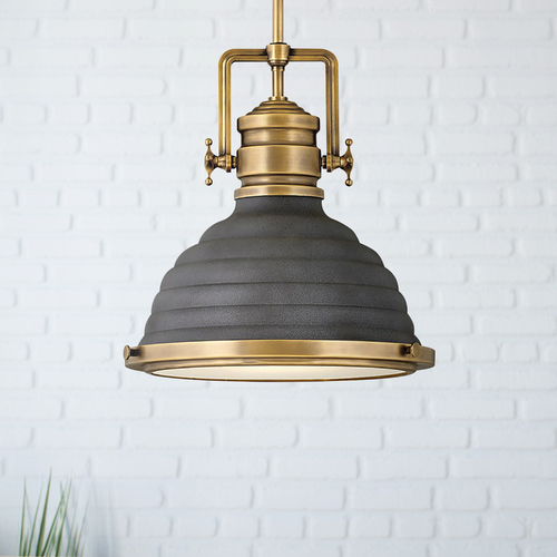 Keating 14.25-Inch Heritage Brass & Aged Zinc Pendant by Hinkley Lighting