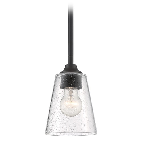 Bransel Matte Black Mini-Pendant with Conical Shade by Satco Lighting