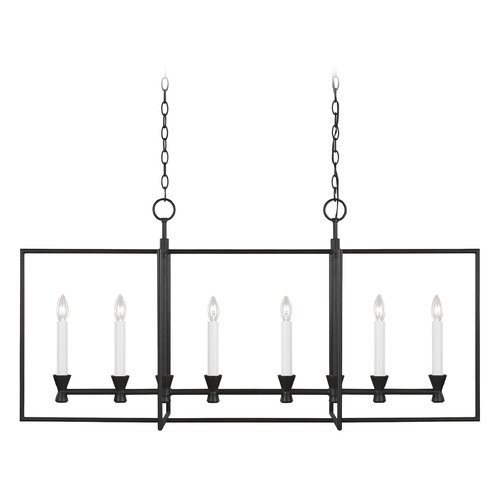 Visual Comfort Studio Collection Chapman & Meyers 48.25-Inch Long Keystone Aged Iron Linear Chandelier by Visual Comfort Studio CC1406AI