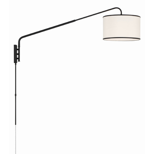 Crystorama Lighting Mallory Matte Black Plug and Cord Wall Lamp