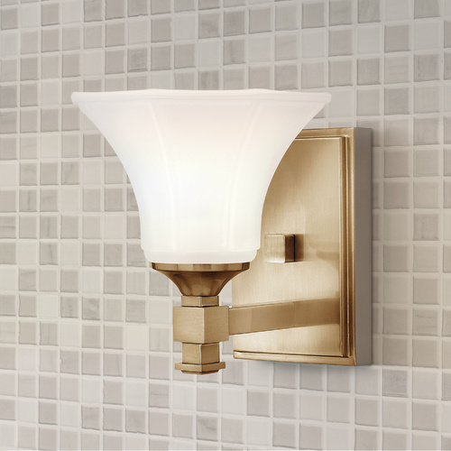 Hinkley Sconce with White Glass in Brushed Caramel Finish 5850BC