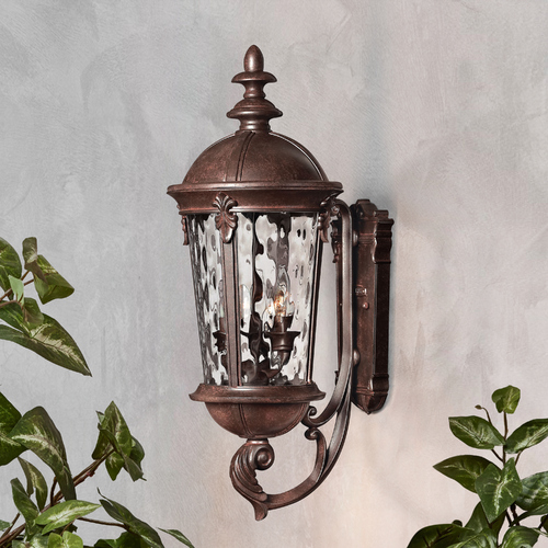 Hinkley Outdoor Wall Light with Clear Glass in River Rock Finish 1894RK