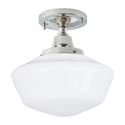 Norwell Lighting Norwell Lighting Schoolhouse Polished Nickel Semi-Flushmount Light 5361F-PN-SO