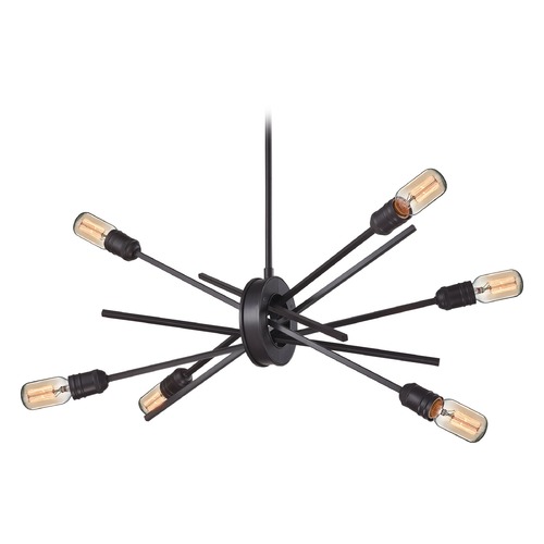 Elk Lighting Mid-Century Modern Chandelier Oiled Rubbed Bronze Xenia by Elk Lighting 66913/6