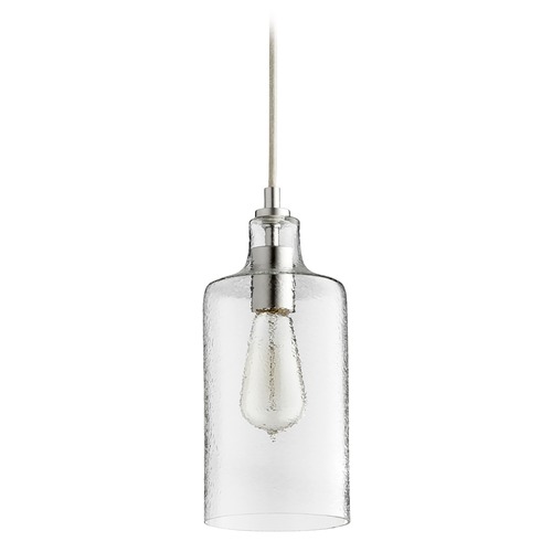 Quorum Lighting Satin Nickel Pendant with Cylindrical Shade by Quorum Lighting 8041-65