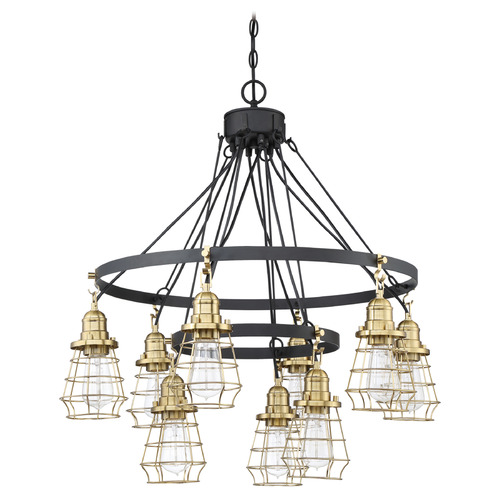 Thatcher Flat Black & Satin Brass Chandelier by Craftmade Lighting