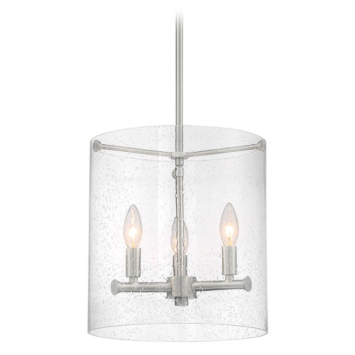 Bransel Brushed Nickel Pendant with Cylindrical Shade by Satco Lighting