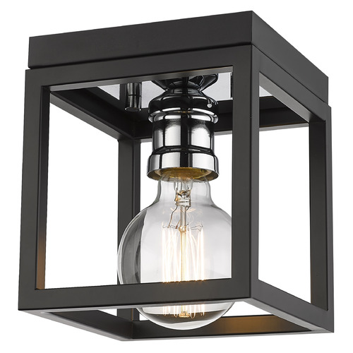 Kube Matte Black & Chrome Flush Mount by Z-Lite