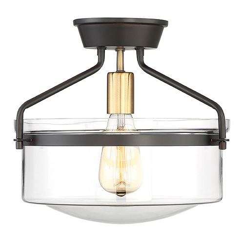 13.25-Inch Semi-Flush Mount in Oil Rubbed Bronze & Brass by Meridian