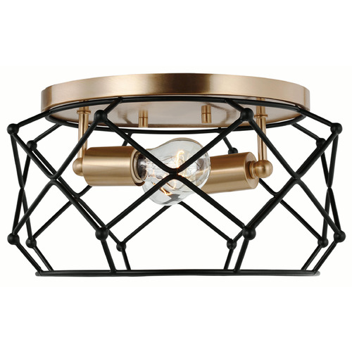 Visual Comfort Studio Collection Zarra Satin Brass & Midnight Black Flushmount Light