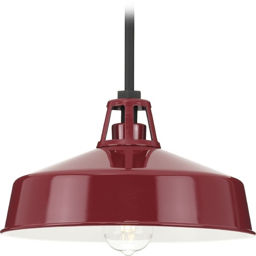Cedar Springs Outdoor Pendant in Black with Red by Progress Lighting