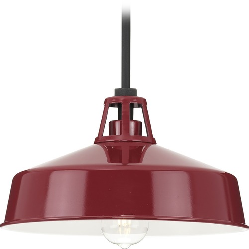 Progress Lighting Cedar Springs Outdoor Pendant in Black with Red by Progress Lighting P550116-039