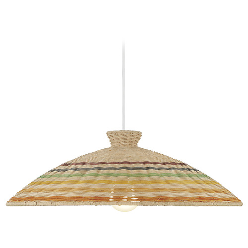 Meridian 22-Inch Pendant in Matte White & Natural Rattan by Meridian M7032NRC
