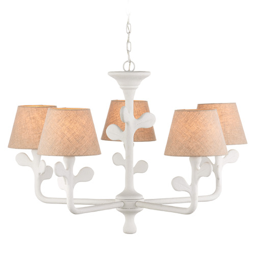 Currey and Company Charny Gesso White Chandelier