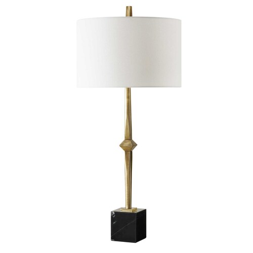 The Uttermost Company Suranne Antique Brass & Black Table Lamp with Drum Shade
