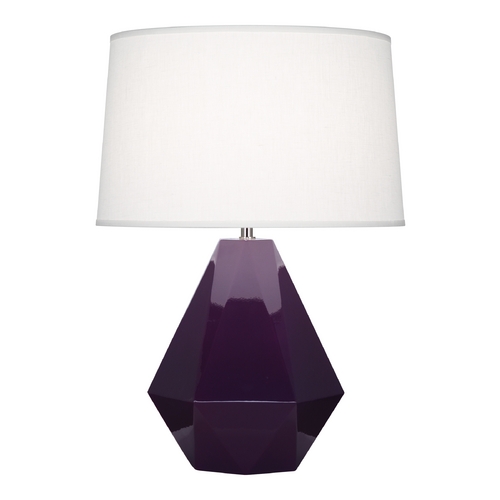 Robert Abbey Lighting Modern Art Deco Table Lamp Amethyst / Polished Nickel Delta by Robert Abbey 949