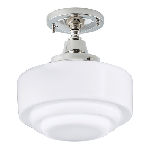 Norwell Lighting Norwell Lighting Schoolhouse Polished Nickel Semi-Flushmount Light 5361F-PN-ST