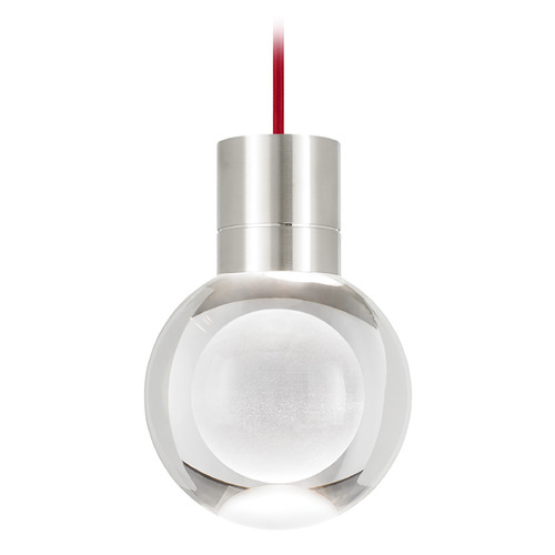 Visual Comfort Modern Collection Mina LED Warm Dim Mini Pendant in Nickel & Red by Visual Comfort Modern 700TDMINAP1CRS-LEDWD