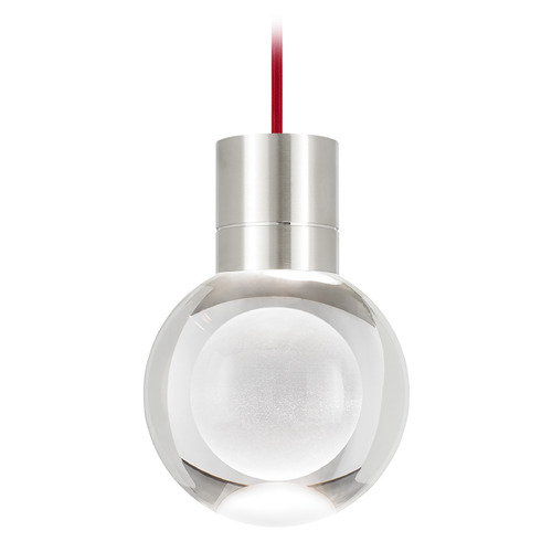 Mina LED Warm Dim Mini Pendant in Nickel & Red by Visual Comfort Modern