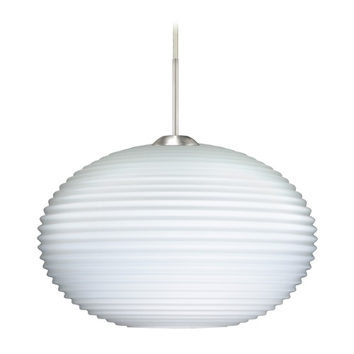Besa Lighting Pape Ribbed Glass Satin Nickel Pendant Light