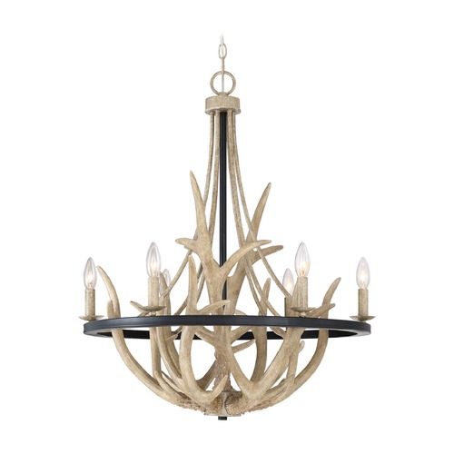 Rustic Black Chandelier with Faux Antlers by Quoizel Lighting