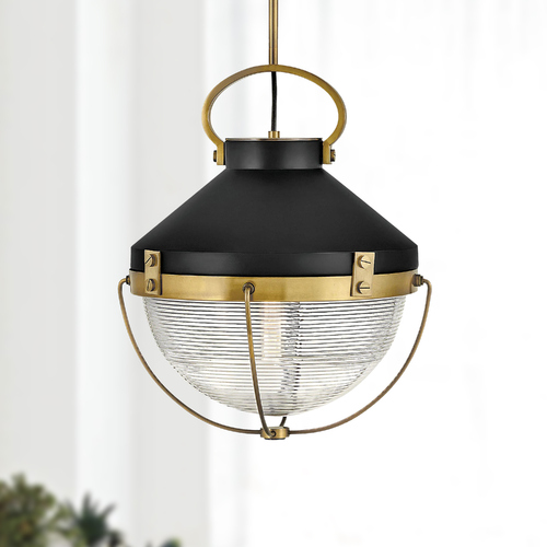 Hinkley Crew 16-Inch Heritage Brass & Black Pendant by Hinkley Lighting 4844HB