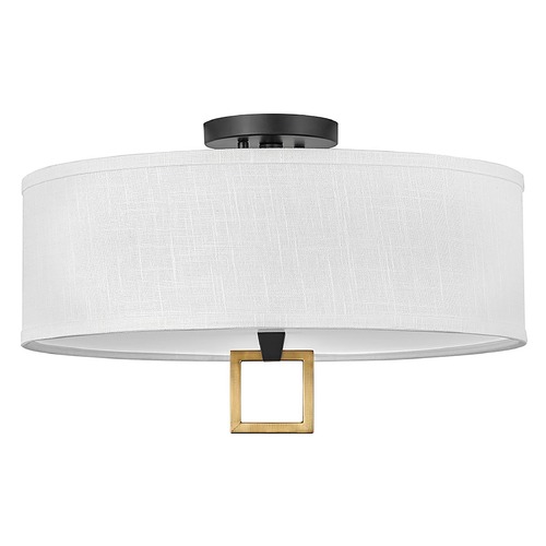 Hinkley Link LED Semi-Flush in Black & Heritage Brass by Hinkley Lighting 41808BK