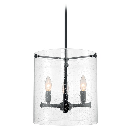 Satco Lighting Bransel Matte Black Pendant with Cylindrical Shade by Satco Lighting 60/7287