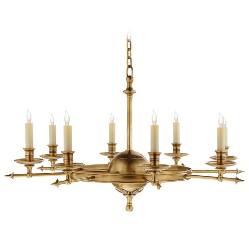 Visual Comfort Signature Collection E.F. Chapman Leaf and Arrow Chandelier in Brass by Visual Comfort Signature CHC1447AB