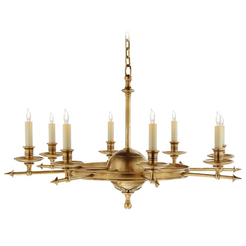 E.F. Chapman Leaf and Arrow Chandelier in Brass by Visual Comfort Signature