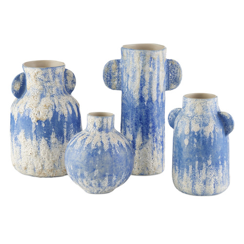 Currey and Company Paros Blue & White Vase